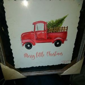 Painting of an old red pickup truck